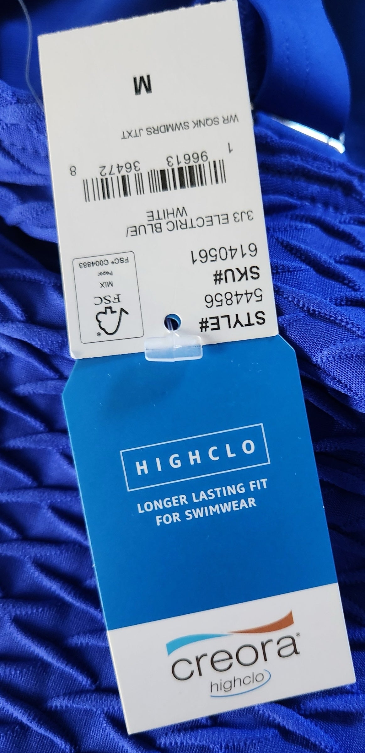 Lands' End Electric Blue & White One-Piece Swim Dress - Size Large (14-16)