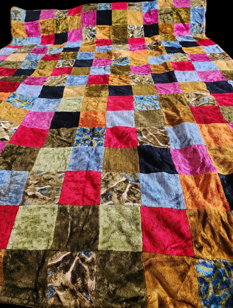 Vintage All In One Quilt & Multi-Color Patch Work Comforter 67"x51" Twin