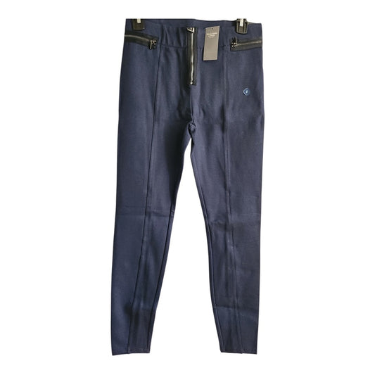 Abercrombie & Fitch Navy Blue Legging With Front Zippers And Elastic Waistband - Size Medium