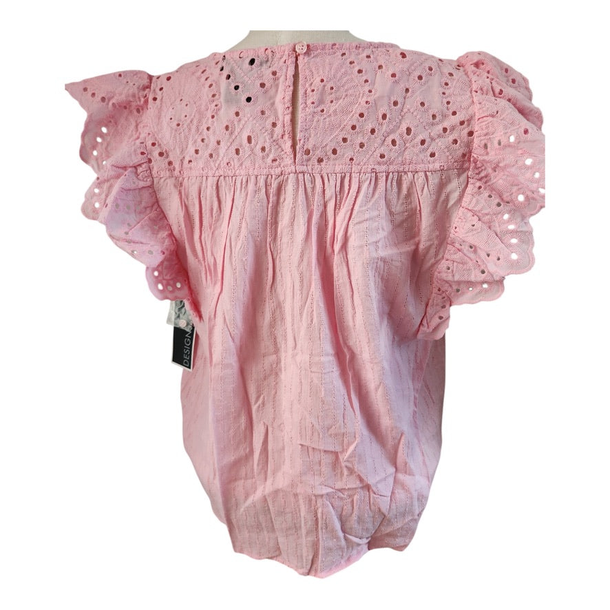 Design365 Pink Eyelet Blouse. Size Medium