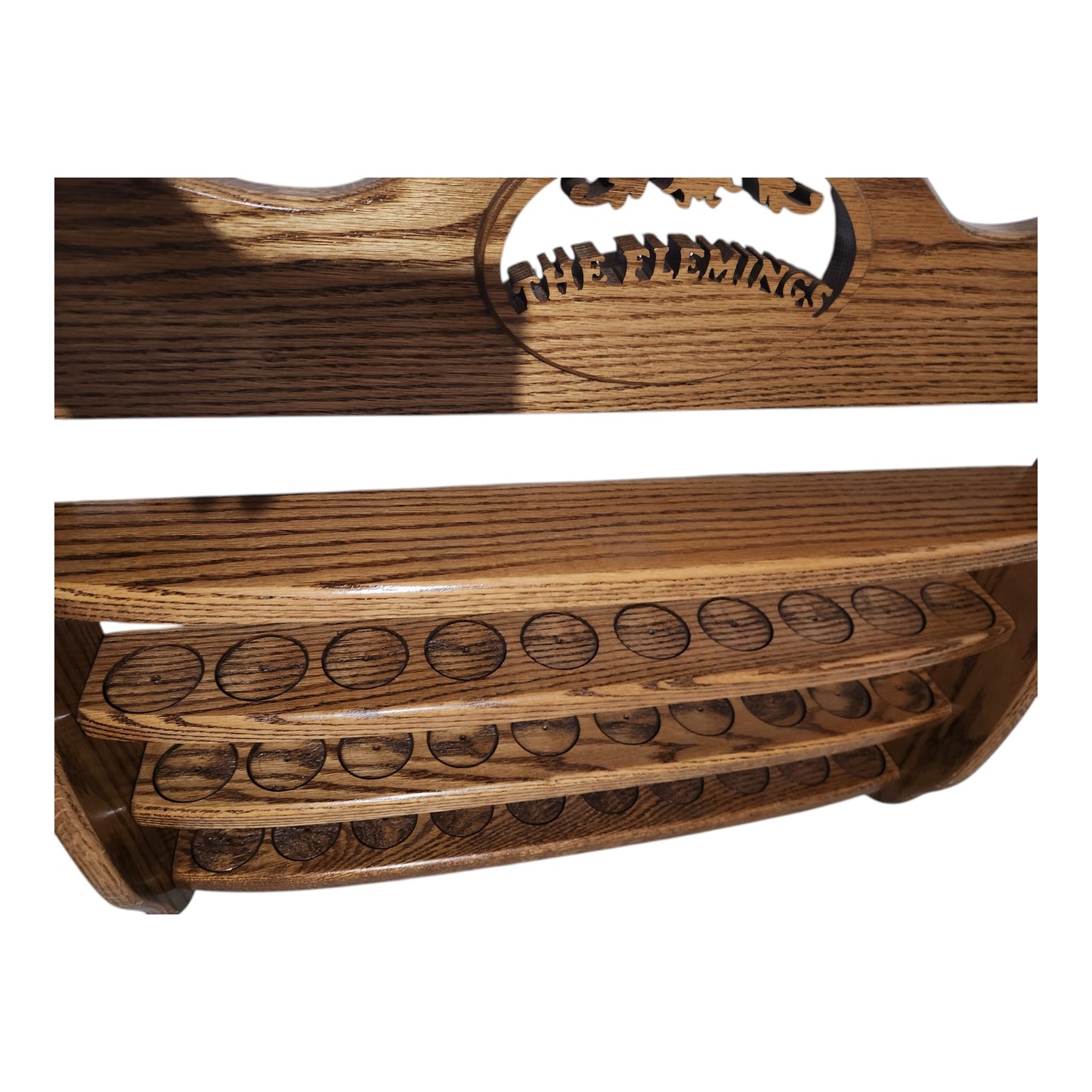 Handcrafted Oak Thimble Display Rack "The Flemings" Wall Shelf by Dan & Marie Woodworking