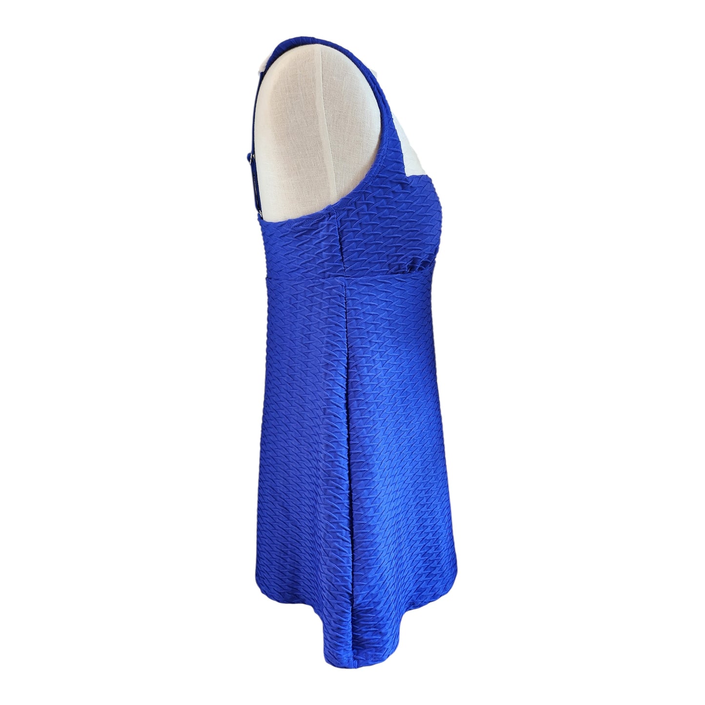Lands' End Electric Blue & White One-Piece Swim Dress - Size Medium (10-12)