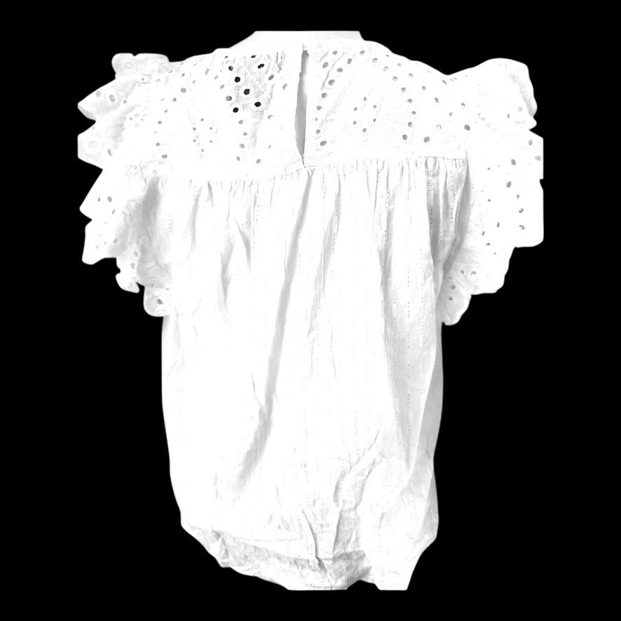 Design365 White Eyelet Blouse Size Small