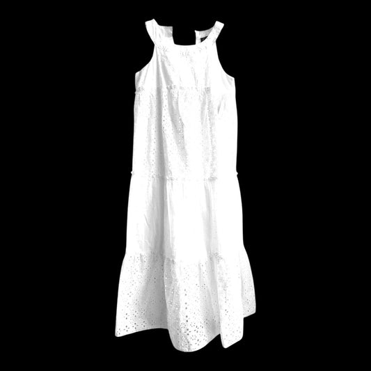 Lilt White Eyelet Tier Dress - Size M (7-8)