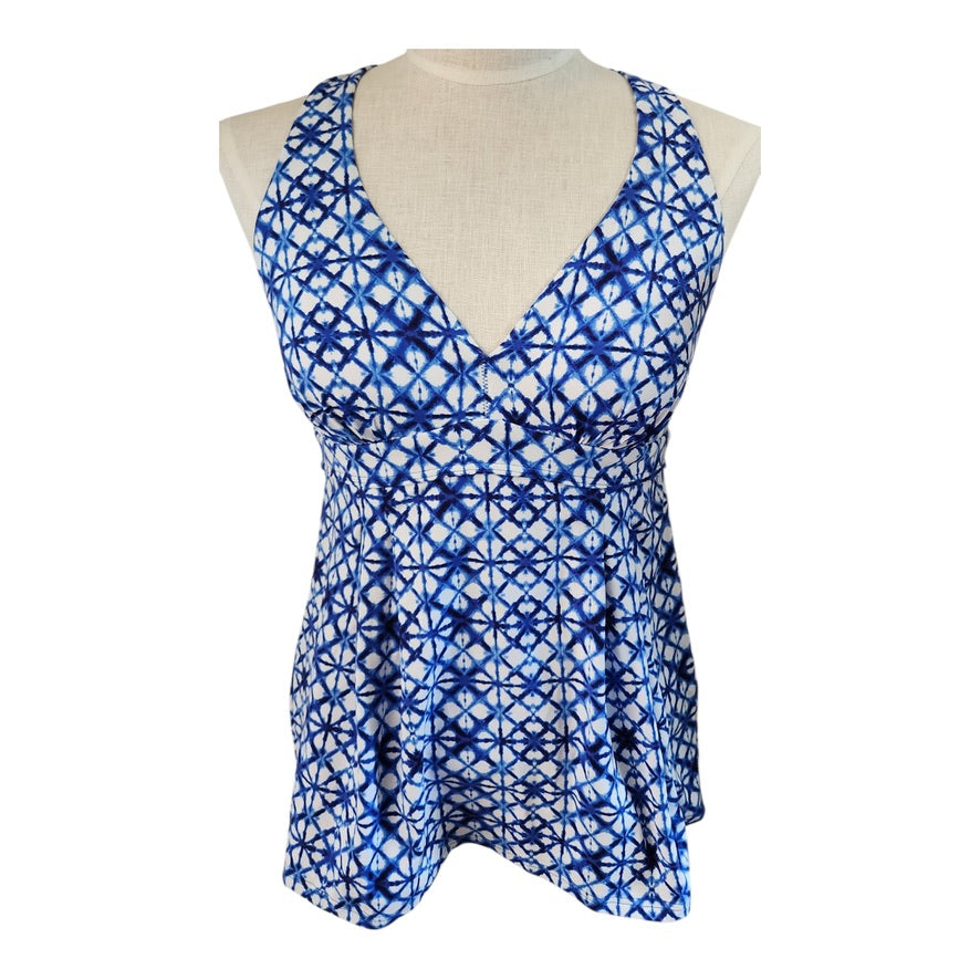 Lands' End Blue & White Swim Tankini Top - Size 6
