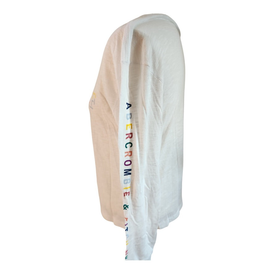 Abercrombie & Fitch White Long Sleeve T-Shirt -Size Small