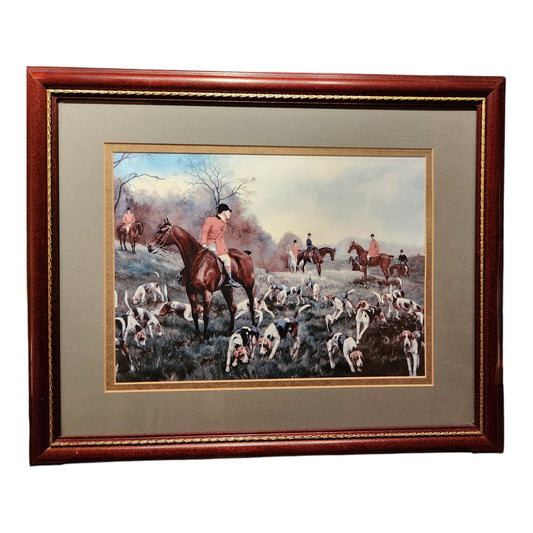 Back in Time English Fox Hunting Print | Framed Equestrian Wall Art | Traditional Hunt Scene with Horses & Hounds
