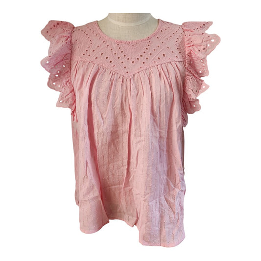 Design365 Pink Eyelet Blouse. Size Medium