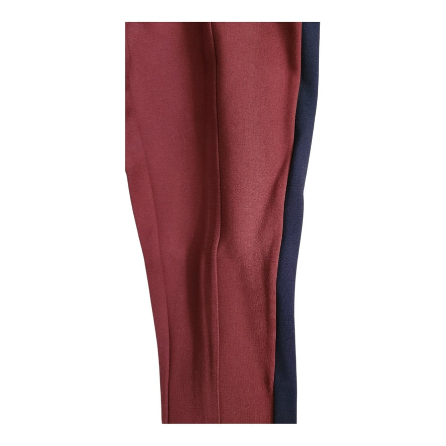 Abercrombie & Fitch Burgundy Leggings With Navy Blue Side Stripes And Elastic Waistband - X Small