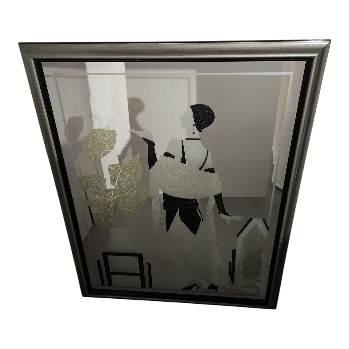Richard Sandoval Signed Art Deco Revival Frosted Mirror | Vintage Collectible