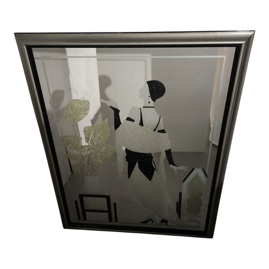 Richard Sandoval Signed Art Deco Revival Frosted Mirror | Vintage Collectible