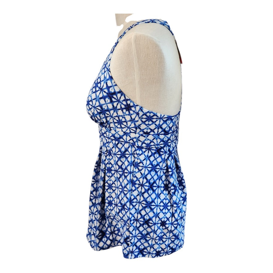 Lands' End Blue & White Swim Tankini Top - Size 6
