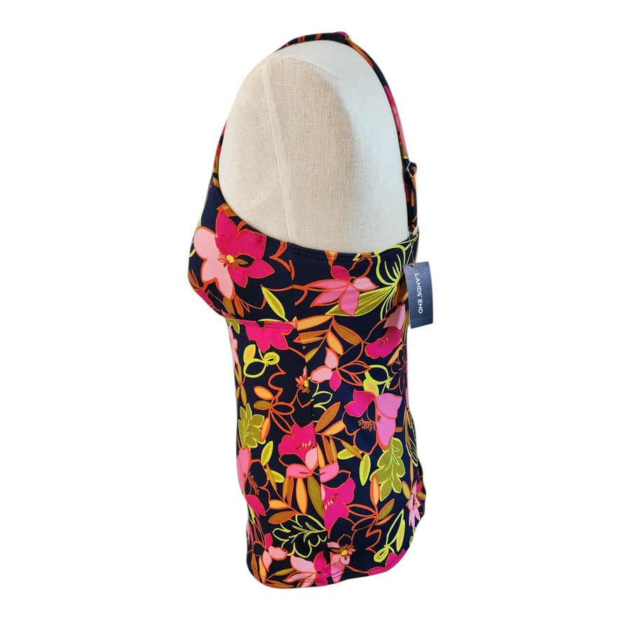 Lands' End Deep Sea Jungle Swim Tankini Top With Bra Size 6