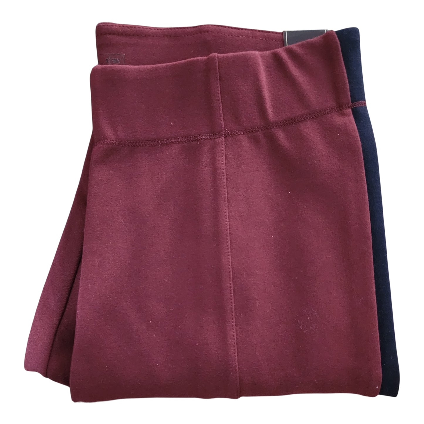 Abercrombie & Fitch Burgundy Leggings With Navy Blue Side Stripes And Elastic Waistband - X Small