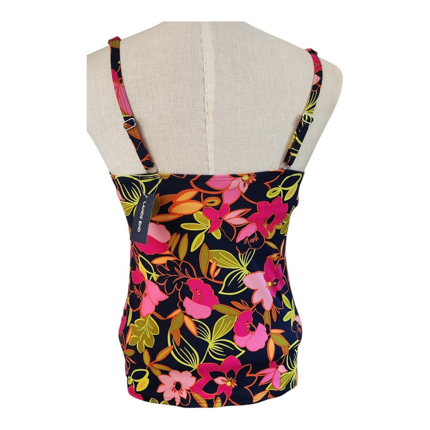 Lands' End Deep Sea Jungle Swim Tankini Top With Bra Size 6