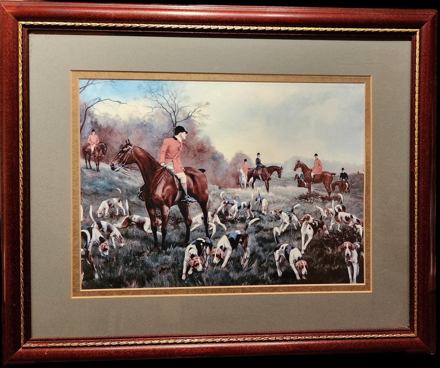 Back in Time English Fox Hunting Print | Framed Equestrian Wall Art | Traditional Hunt Scene with Horses & Hounds
