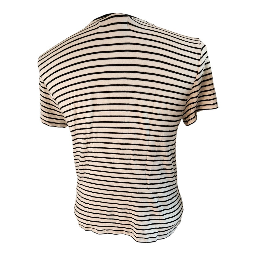 Beautiful Abercrombie & Fitch Navy Blue and White T-Shirt - Size Small