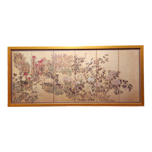 Art Print- Forest Flowers – Japanese Edo Period Rimpa School Framed  | Vintage Botanical Wall Decor