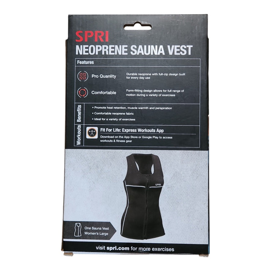 SPRI Neoprene Sauna Vest Medium - Full Zip Workout Vest