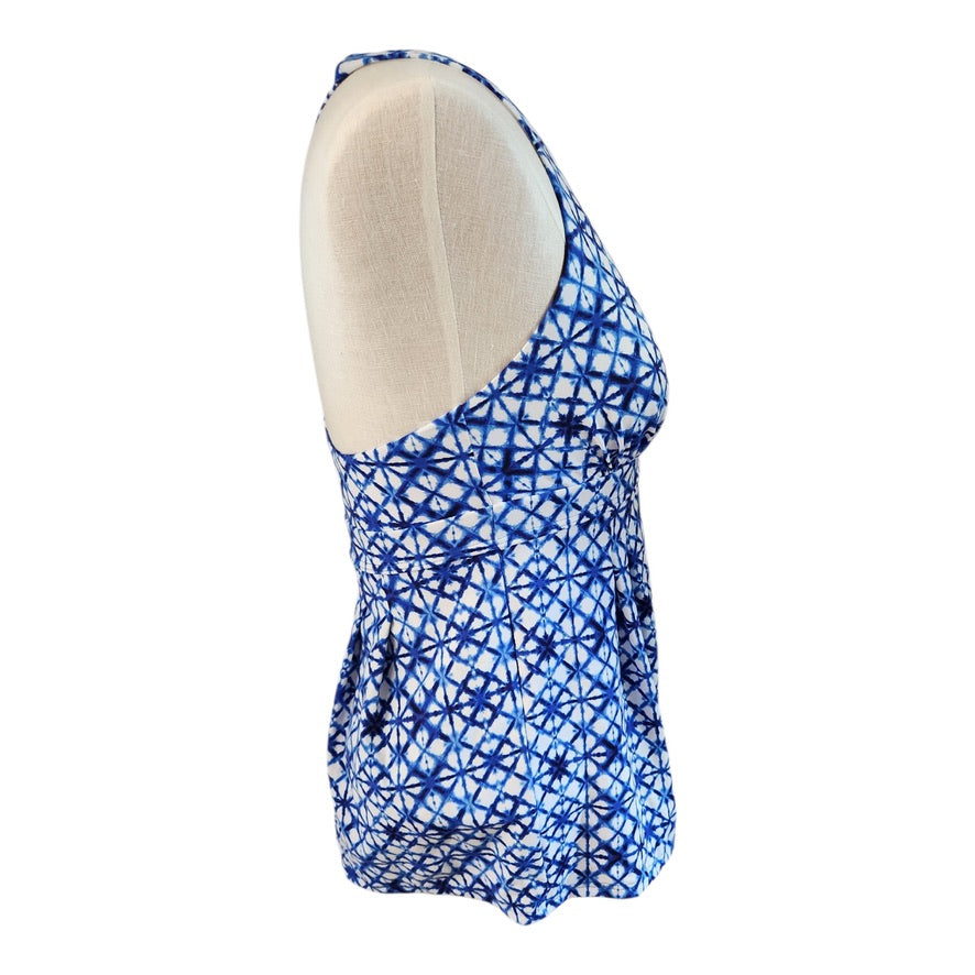 Lands' End Blue & White Swim Tankini Top - Size 6