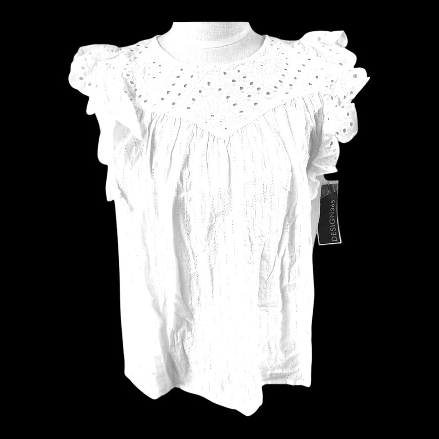 Design365 White Eyelet Blouse Size Small