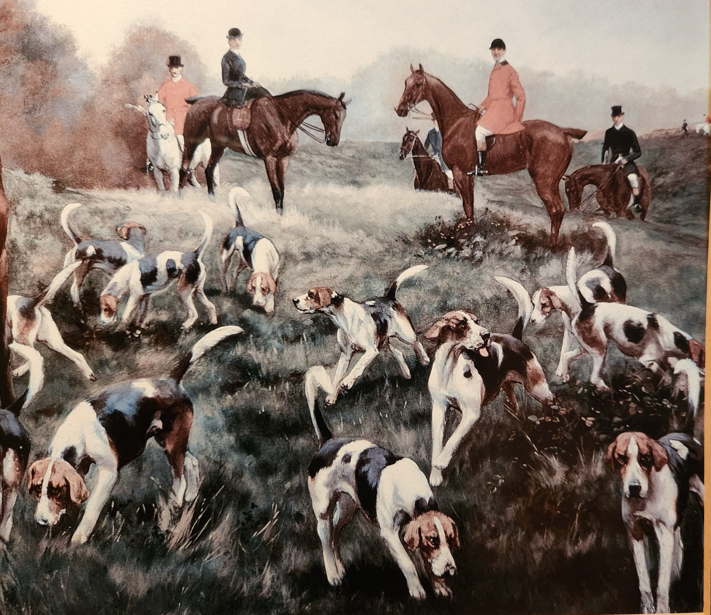 Back in Time English Fox Hunting Print | Framed Equestrian Wall Art | Traditional Hunt Scene with Horses & Hounds