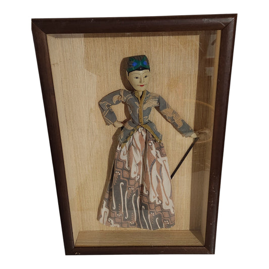 Vintage Asian Shadow Box Doll Wall Art Handcrafted Traditional Costume Figure in Wooden Frame