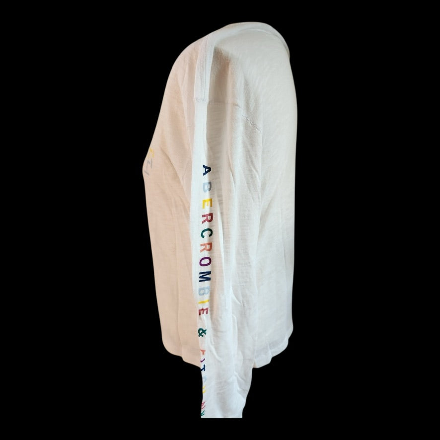 Abercrombie & Fitch White Long Sleeve T-Shirt -Size Small