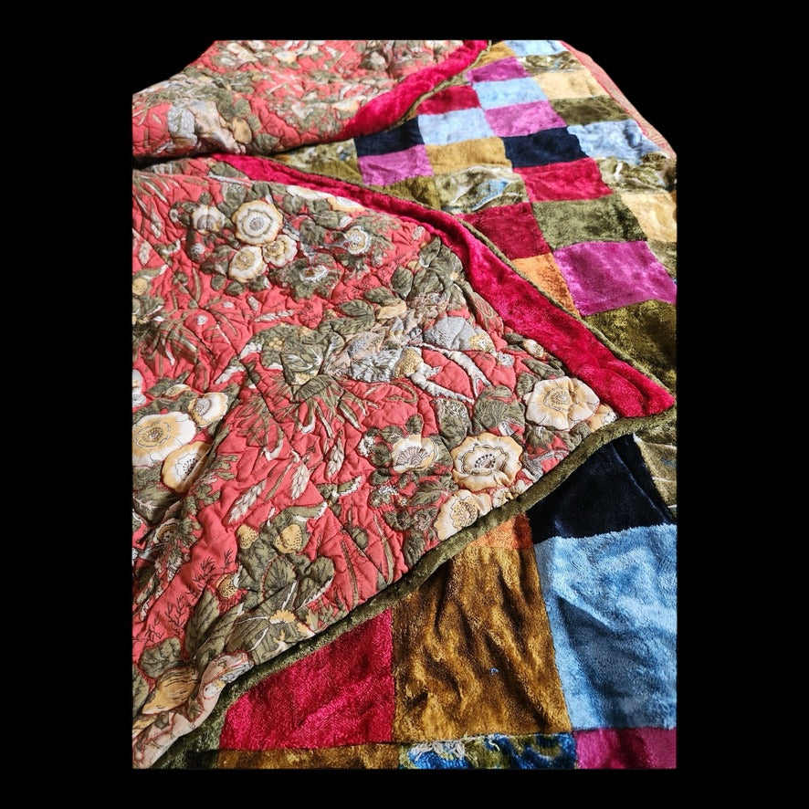 Vintage All In One Quilt & Multi-Color Patch Work Comforter 67"x51" Twin