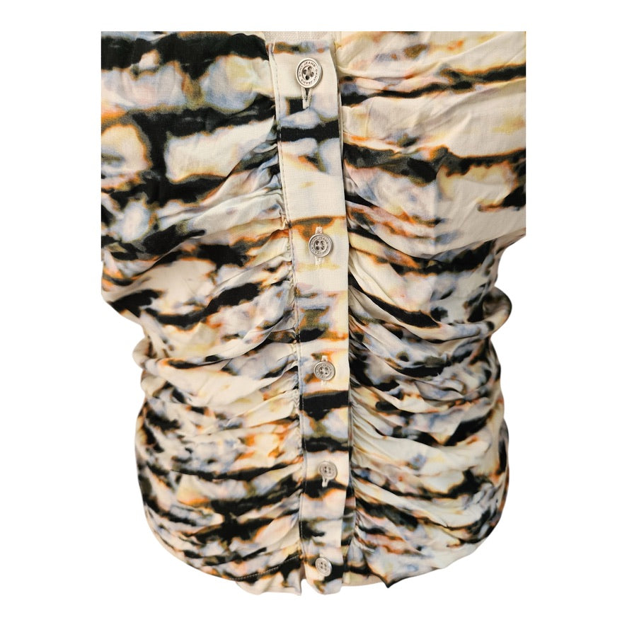 DKNY Jeans White Multi Blouse - Size Small