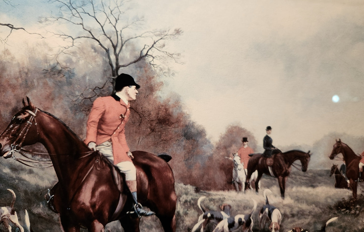 Back in Time English Fox Hunting Print | Framed Equestrian Wall Art | Traditional Hunt Scene with Horses & Hounds