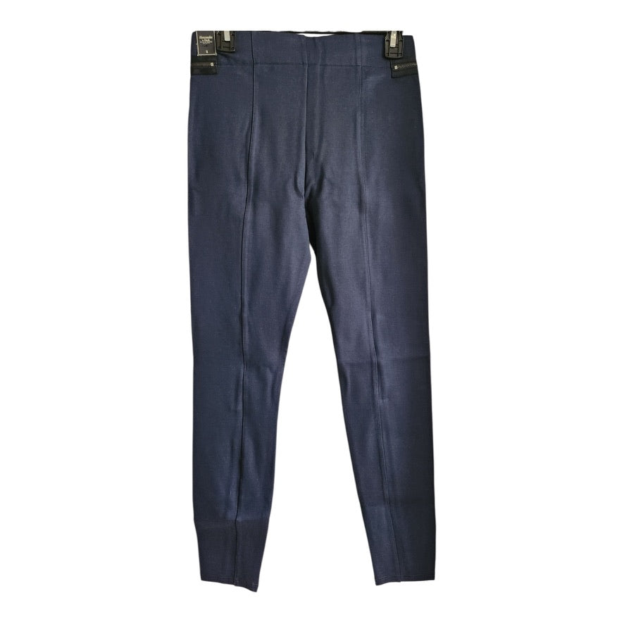 Abercrombie & Fitch Navy Blue Legging With Front Zippers And Elastic Waistband - Size Small