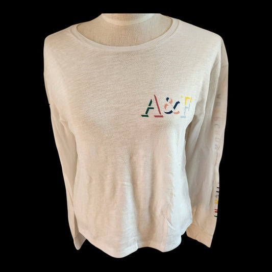 Abercrombie & Fitch White Long Sleeve T-Shirt -Size Small