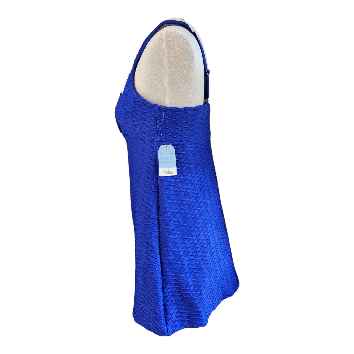 Lands' End Electric Blue & White One-Piece Swim Dress - Size Large (14-16)