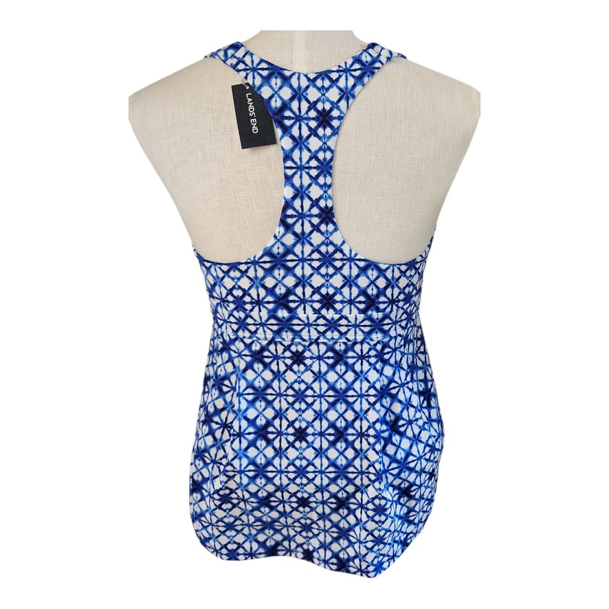 Lands' End Blue & White Swim Tankini Top - Size 6
