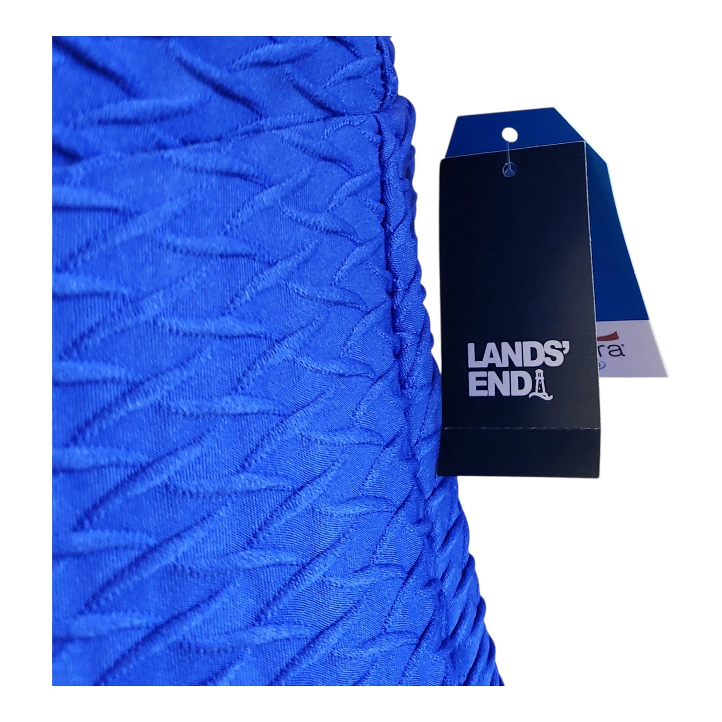 Lands' End Electric Blue & White One-Piece Swim Dress - Size Large (14-16)