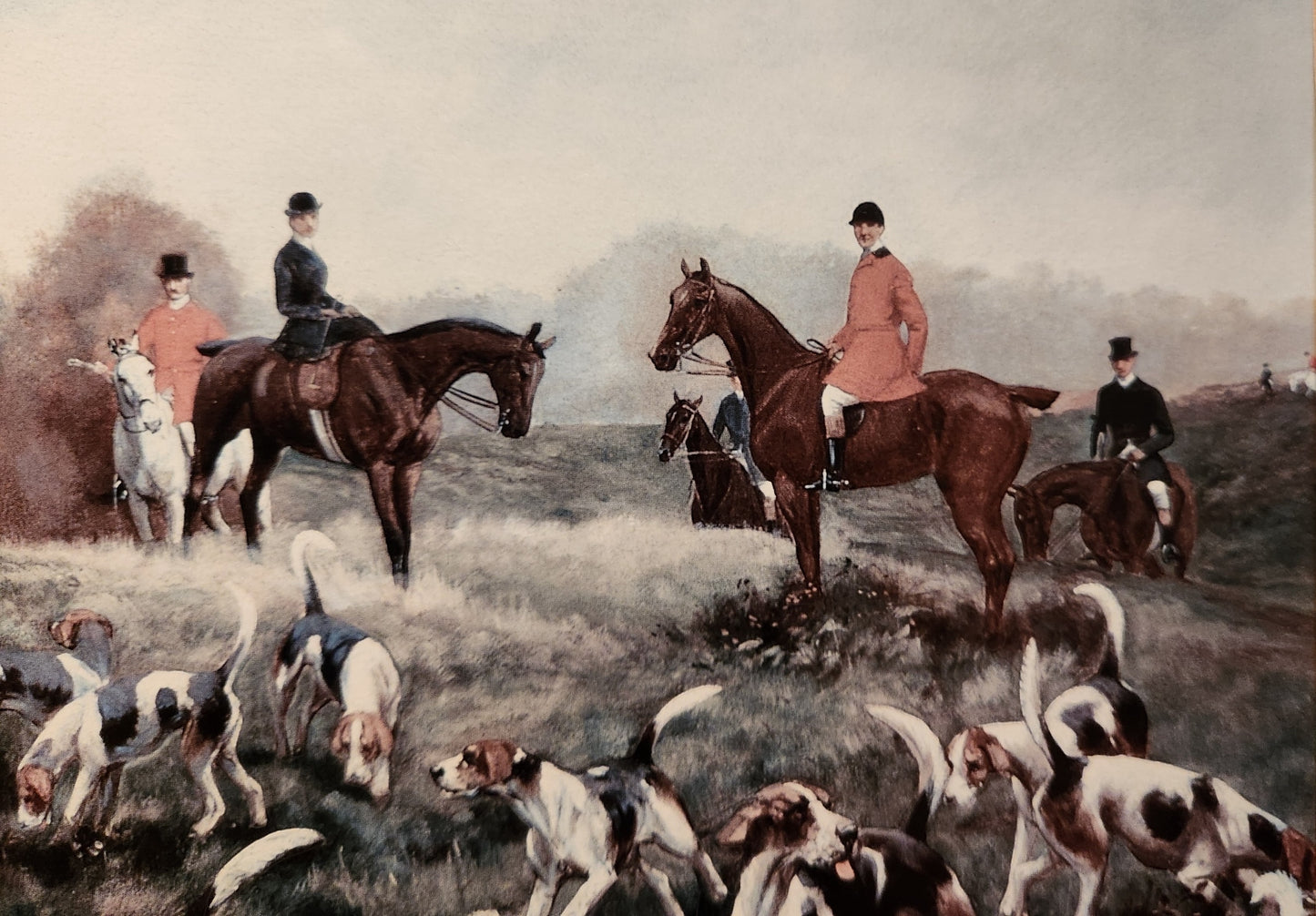 Back in Time English Fox Hunting Print | Framed Equestrian Wall Art | Traditional Hunt Scene with Horses & Hounds