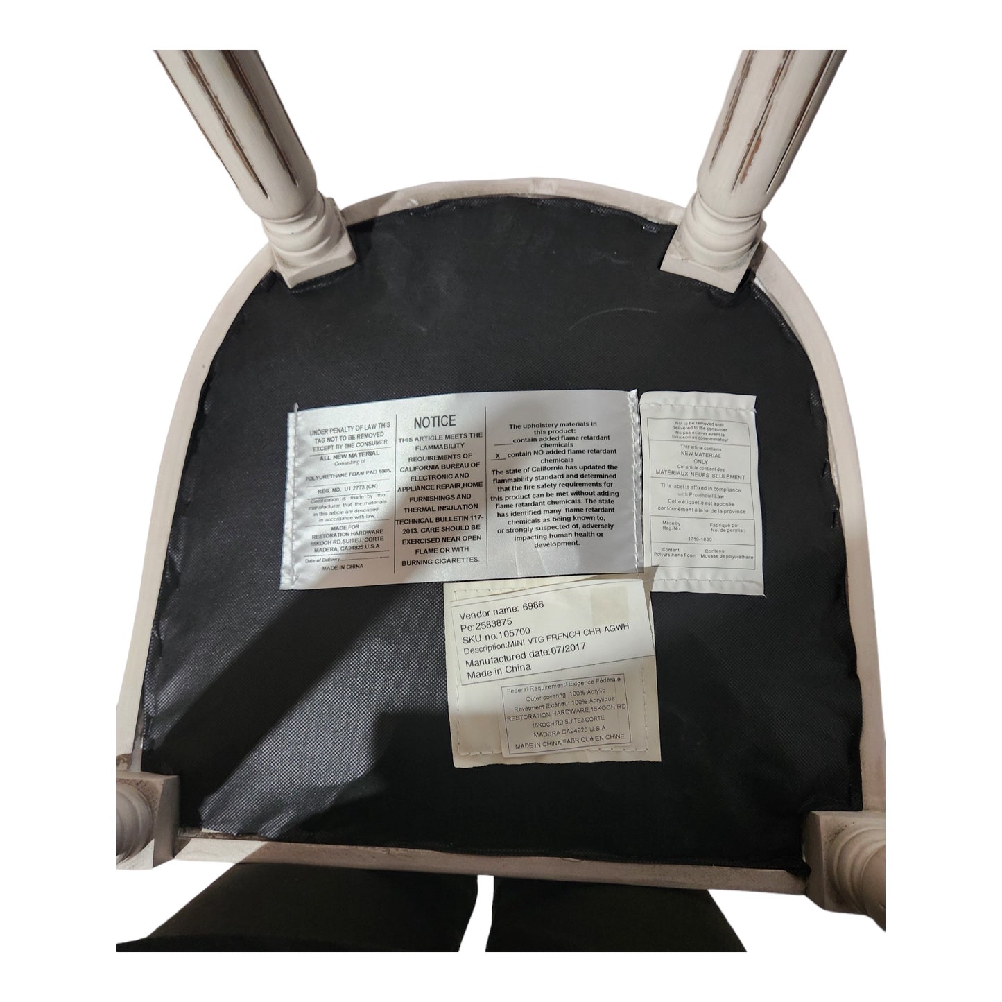 Restoration Hardware Upholstered Chair, French Style Design With Oval Back