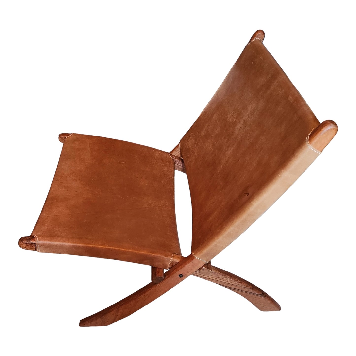 Zara Solid Leather Folding Chair With Solid Wood Frame