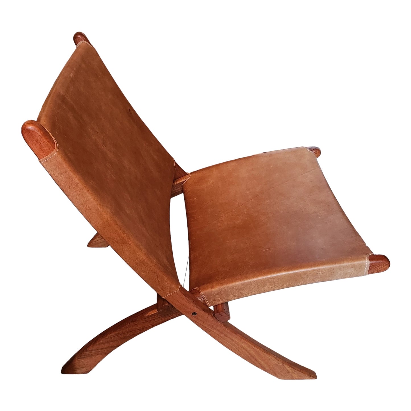 Zara Solid Leather Folding Chair With Solid Wood Frame