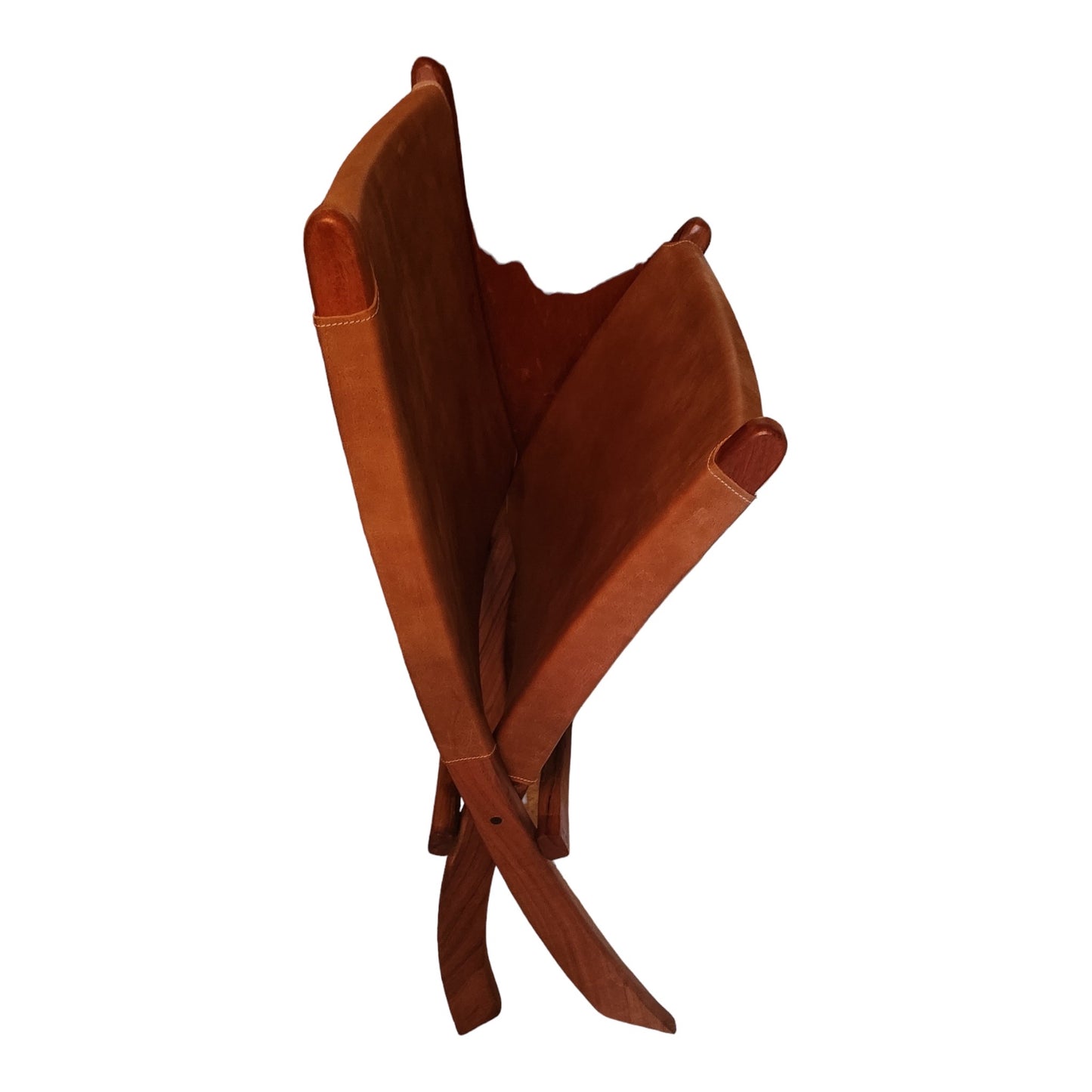 Zara Solid Leather Folding Chair With Solid Wood Frame