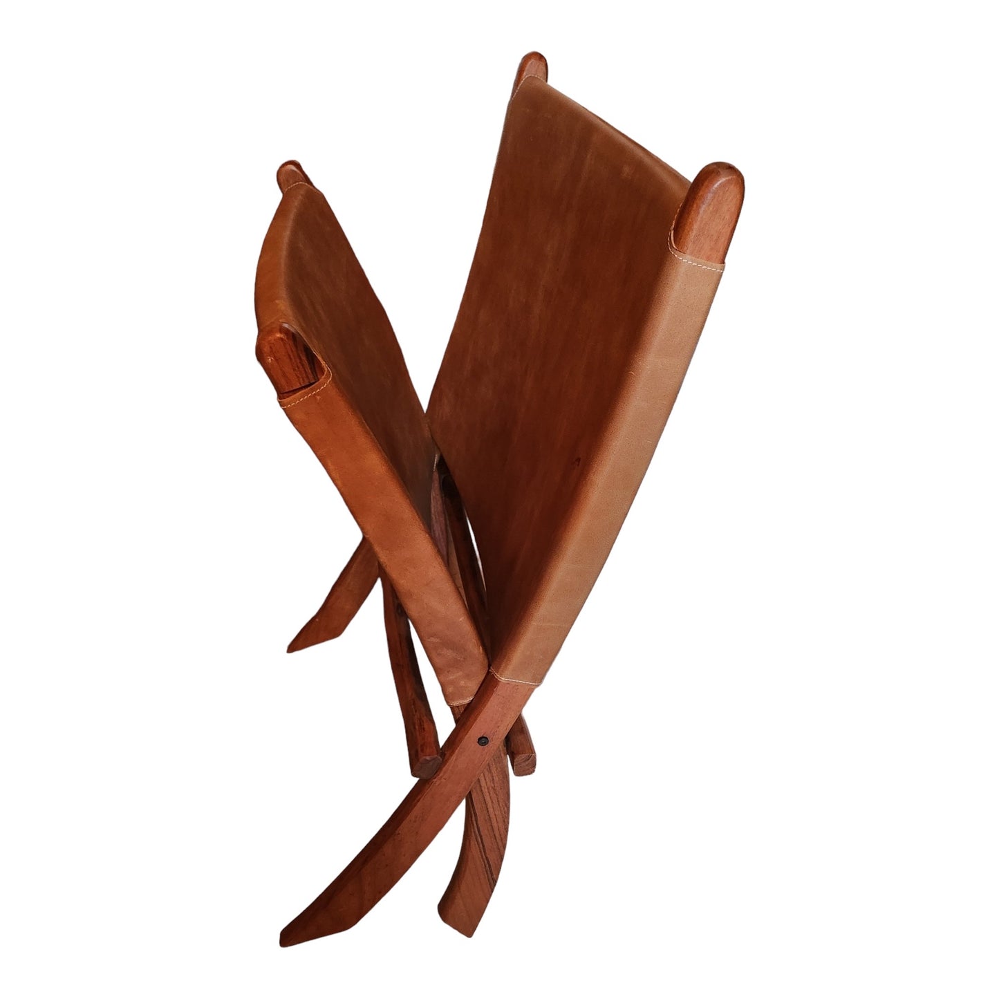 Zara Solid Leather Folding Chair With Solid Wood Frame