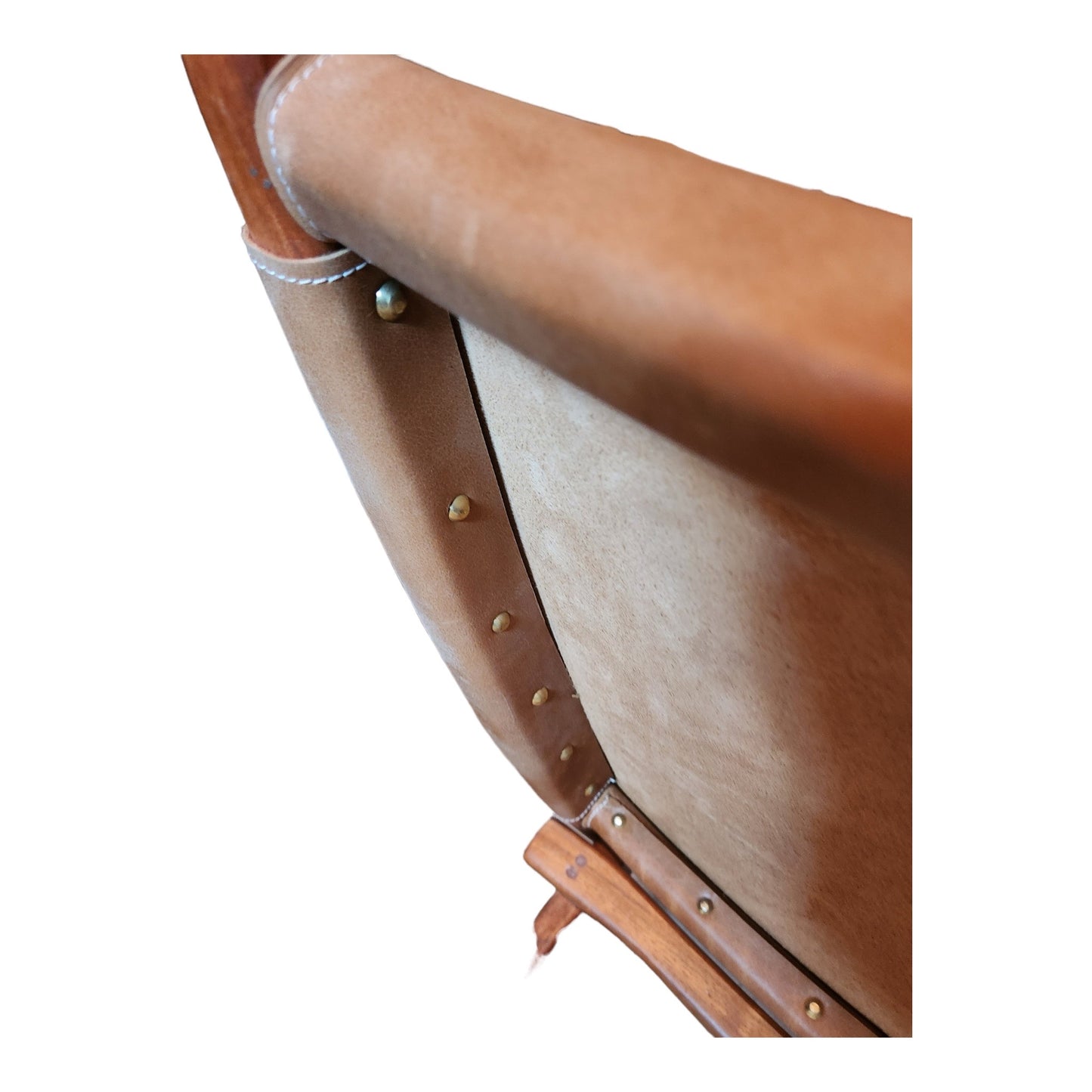 Zara Solid Leather Folding Chair With Solid Wood Frame