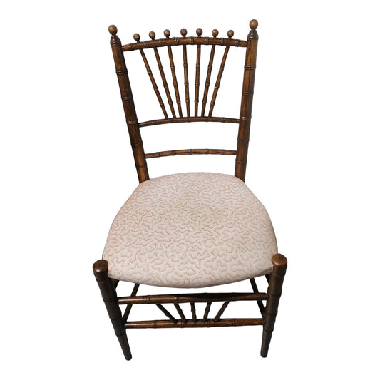 Vintage English Ballroom Faux Bamboo Wood Chair