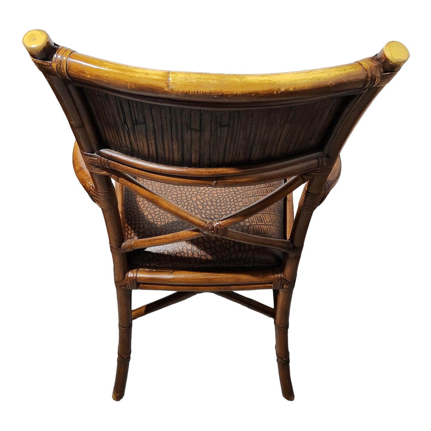 Bamboo and Rattan Leather Dining Arm Chair