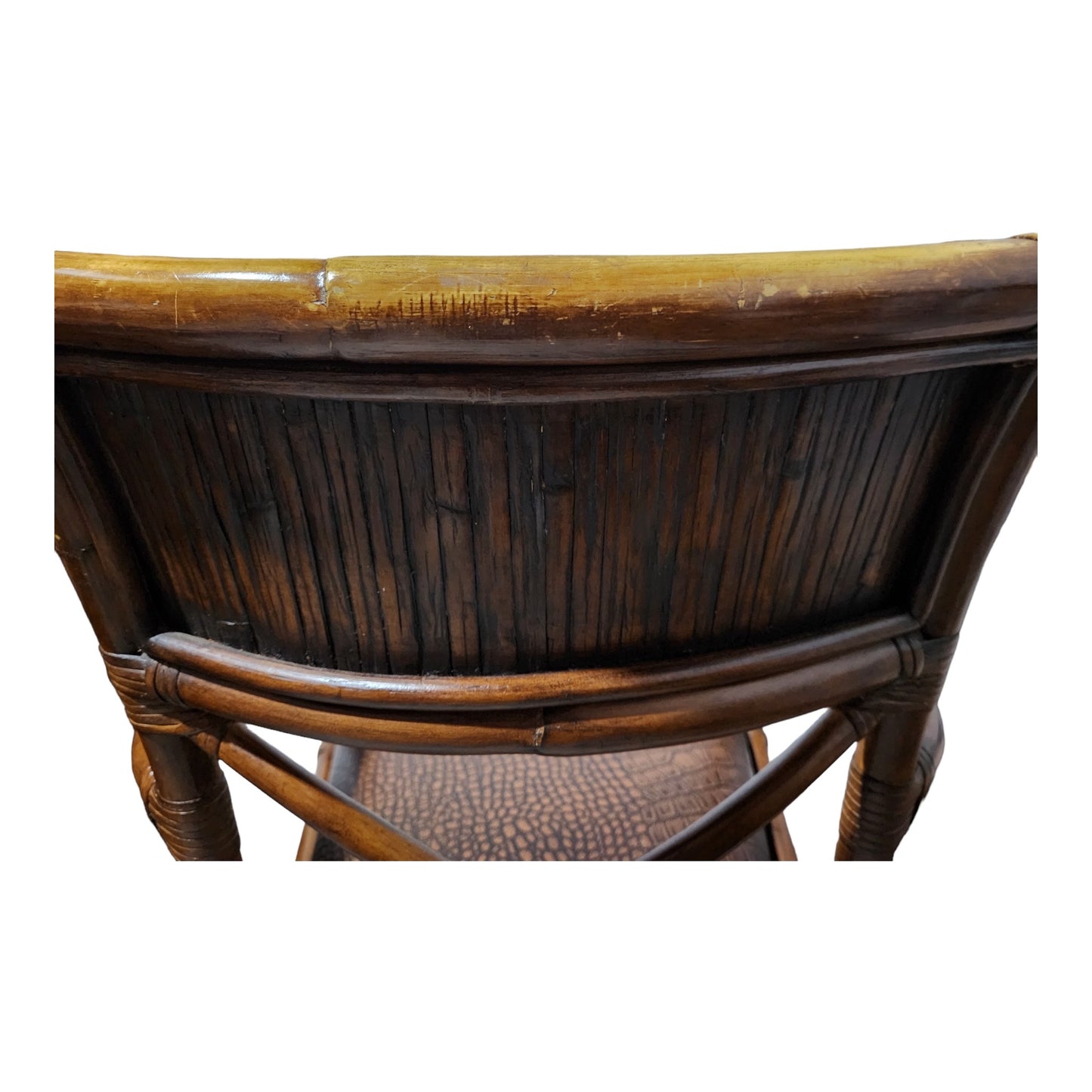 Bamboo and Rattan Leather Dining Arm Chair