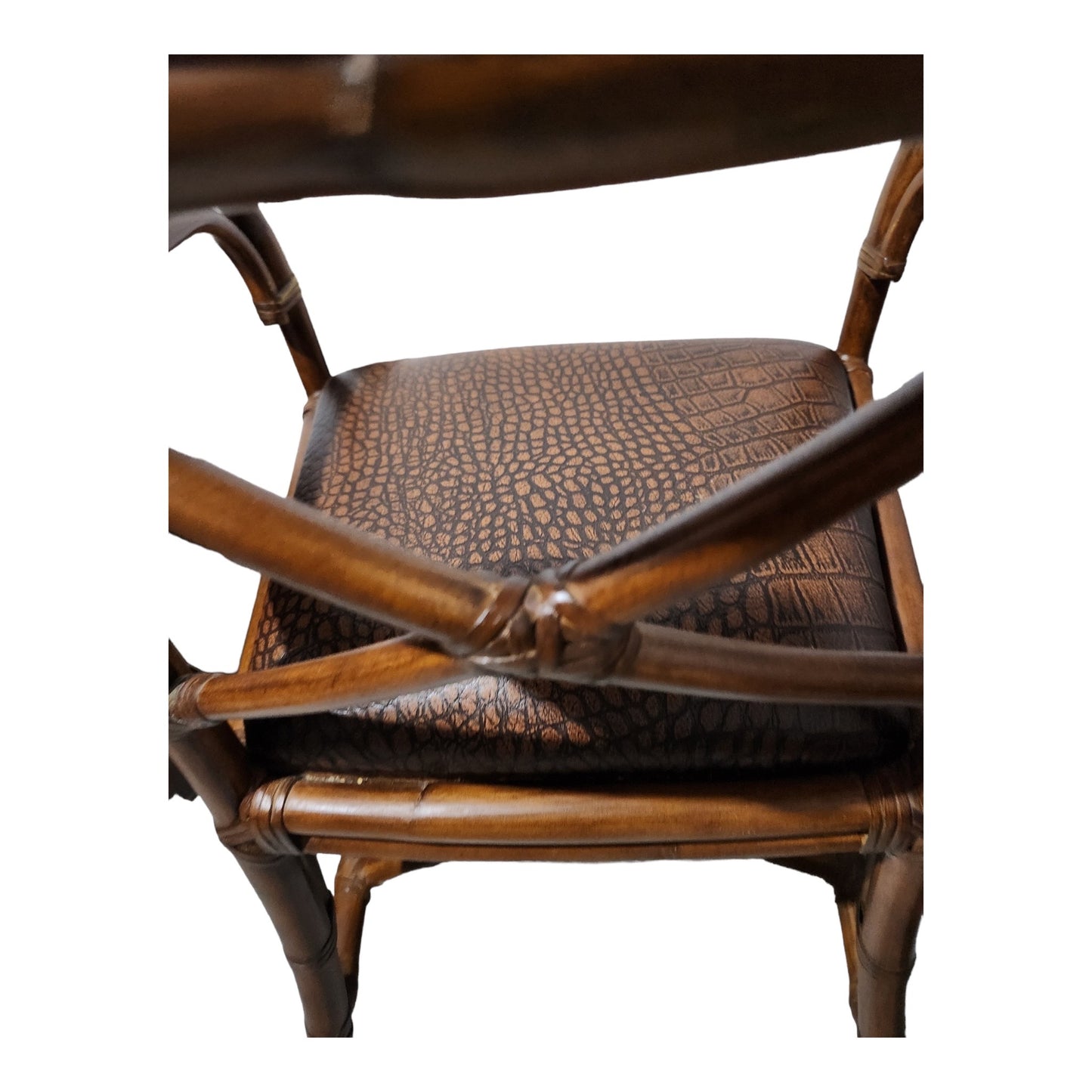 Bamboo and Rattan Leather Dining Arm Chair