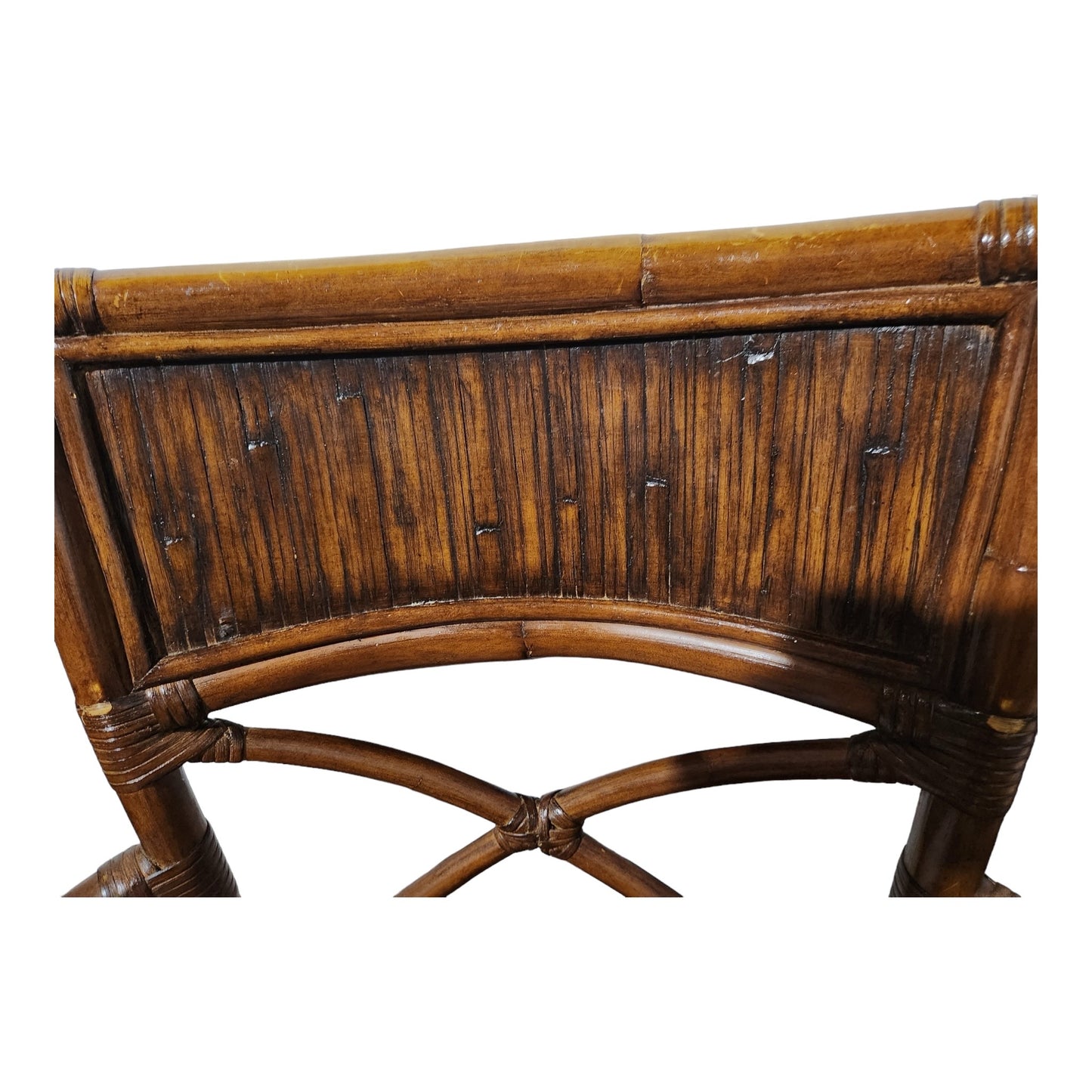 Bamboo and Rattan Leather Dining Arm Chair