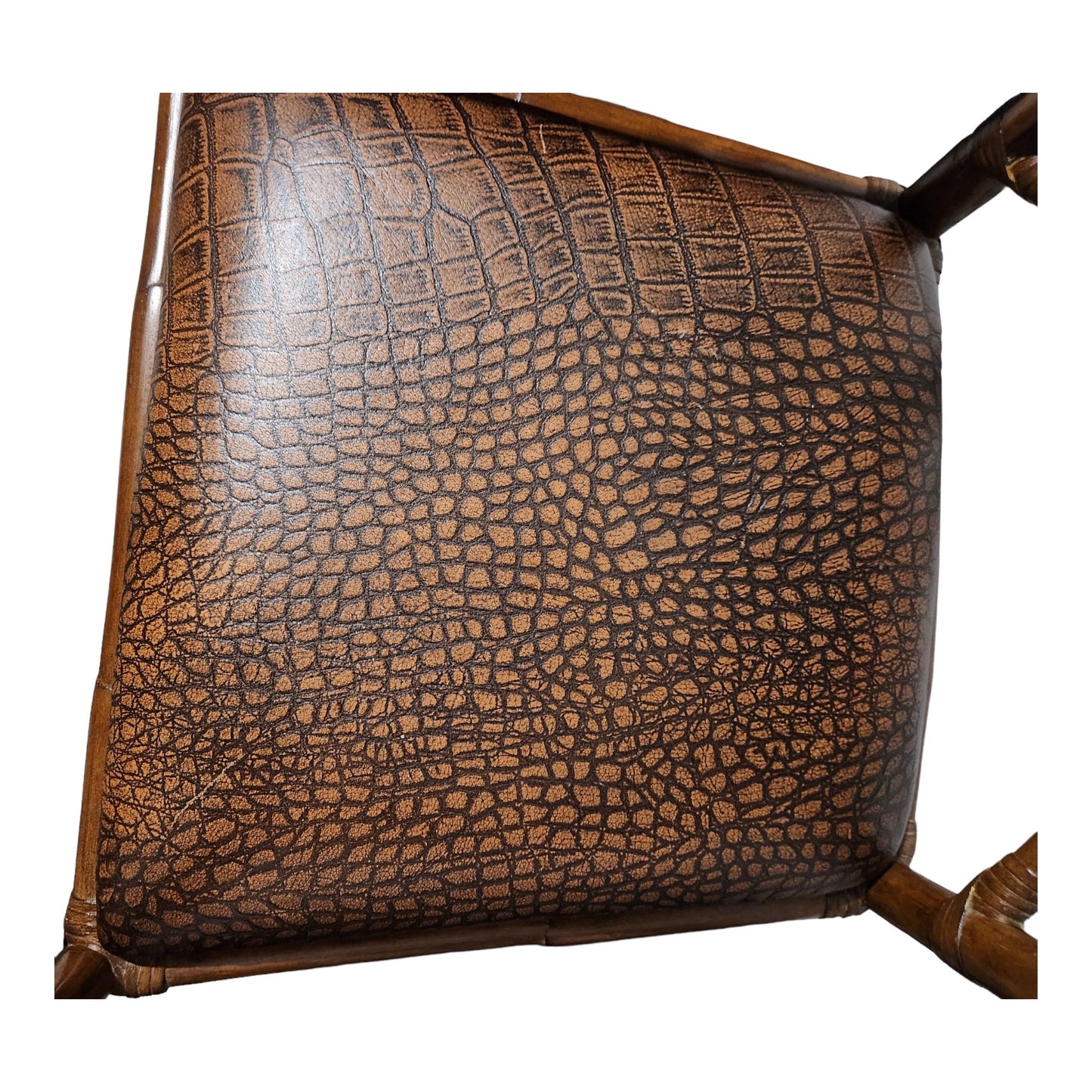 Bamboo and Rattan Leather Dining Arm Chair