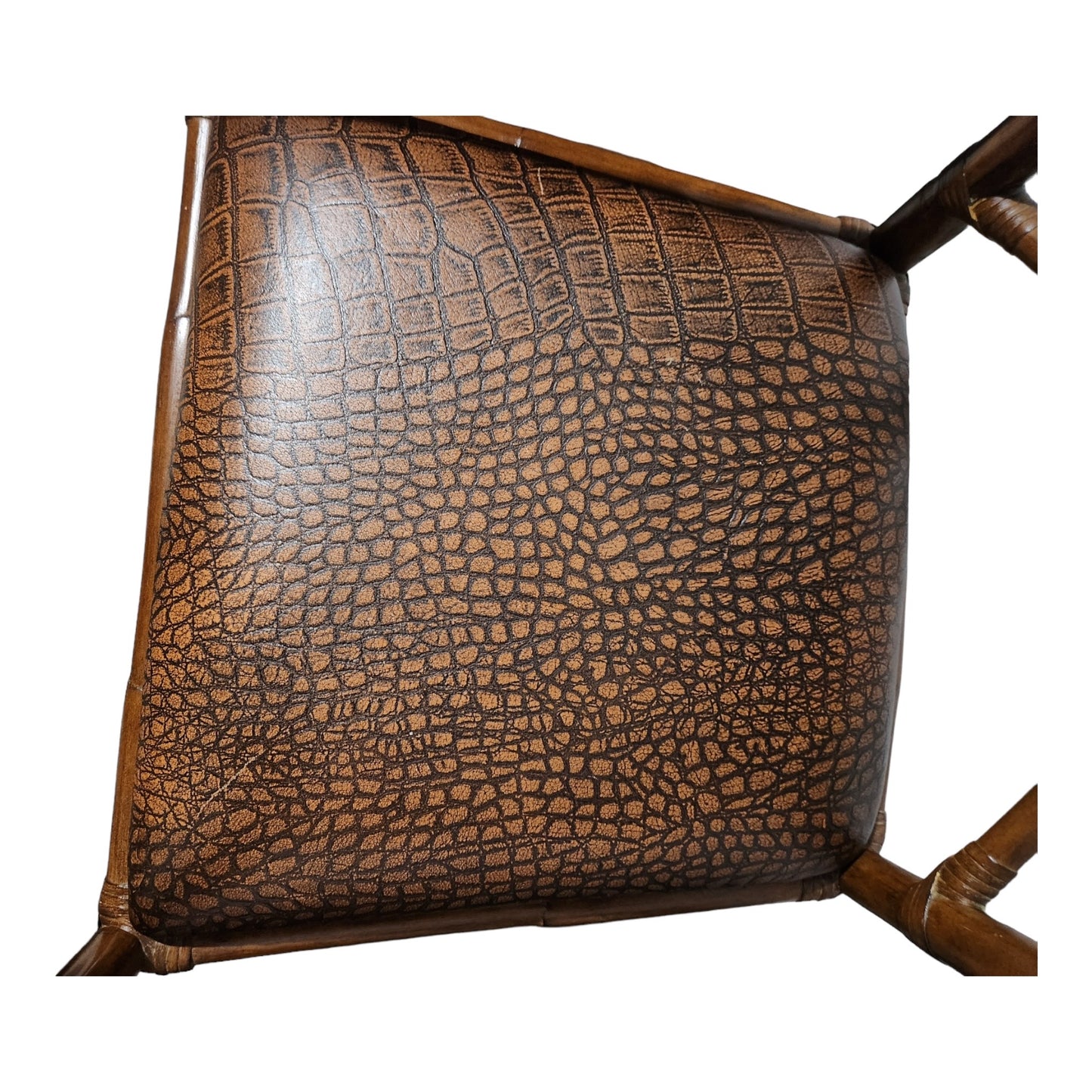 Bamboo and Rattan Leather Dining Arm Chair